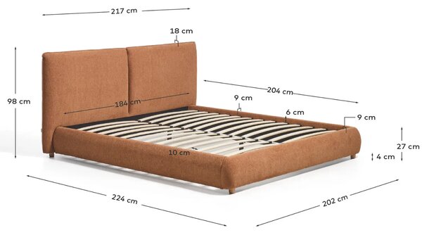 Kave Home Terakotová dvoulůžková postel Elerio 180 x 200 cm