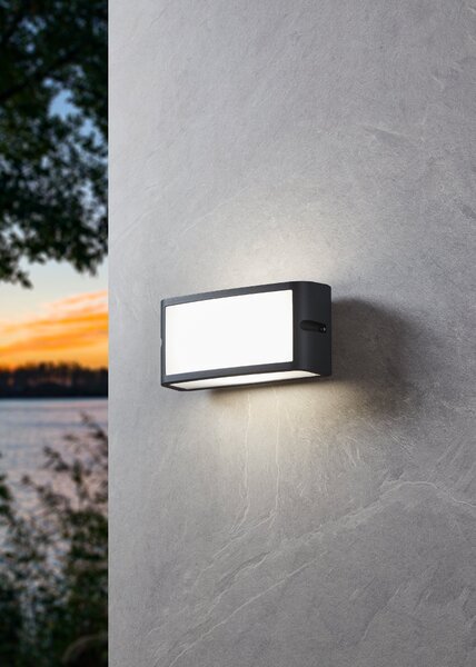 Eglo 900808 CAMARDA - LED nástěnné svítidlo venkovní, antracit 10,5W, 4000K, IP54 (LED moderní svítidlo na venkovní stěnu v antracitově šedé barvě)