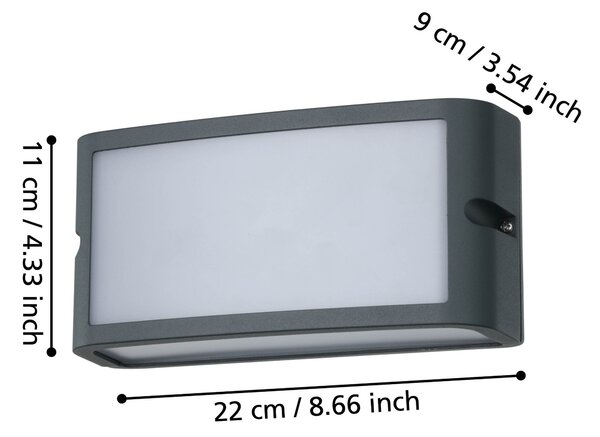 Eglo 900808 CAMARDA - LED nástěnné svítidlo venkovní, antracit 10,5W, 4000K, IP54 (LED moderní svítidlo na venkovní stěnu v antracitově šedé barvě)