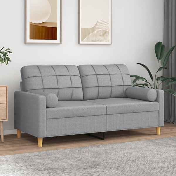 2místná pohovka s polštáři světle šedá 140 cm textil 3200782