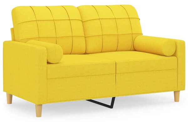 2místná pohovka s polštáři světle žlutá 120 cm textil 3200779