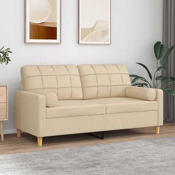 2místná pohovka s polštáři krémová 140 cm textil 3200784