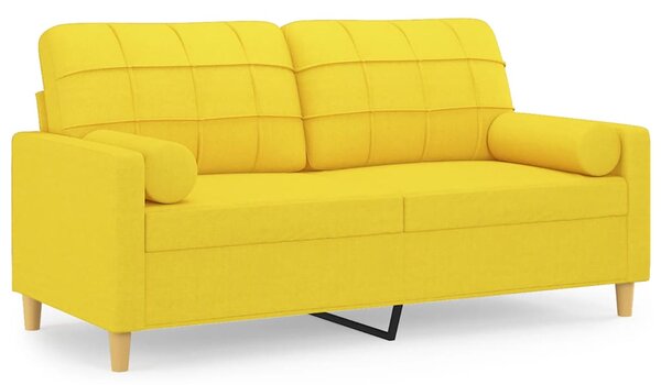 2místná pohovka s polštáři světle žlutá 140 cm textil 3200787