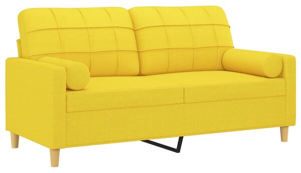 2místná pohovka s polštáři světle žlutá 140 cm textil 3200787