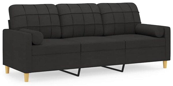 3místná pohovka s polštáři černá 180 cm textil 3200794