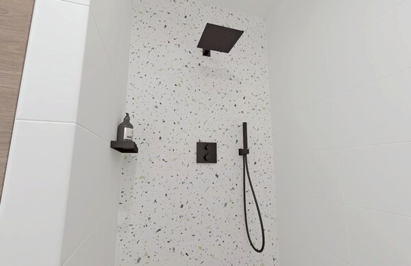 HG SET Ecostat Black - Sprchový systém pod omítku, Ecostat Square, termostatická baterie - kompletní sada, černá matná