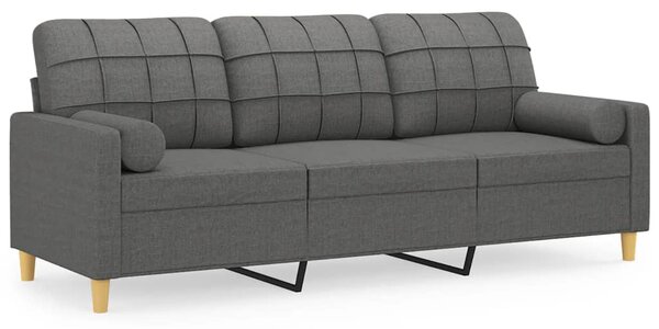 3místná pohovka s polštáři tmavě šedá 180 cm textil 3200791