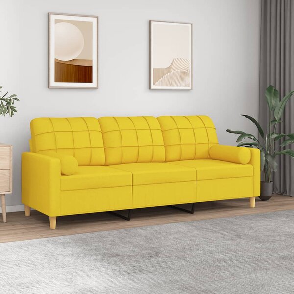 3místná pohovka s polštáři světle žlutá 180 cm textil 3200795