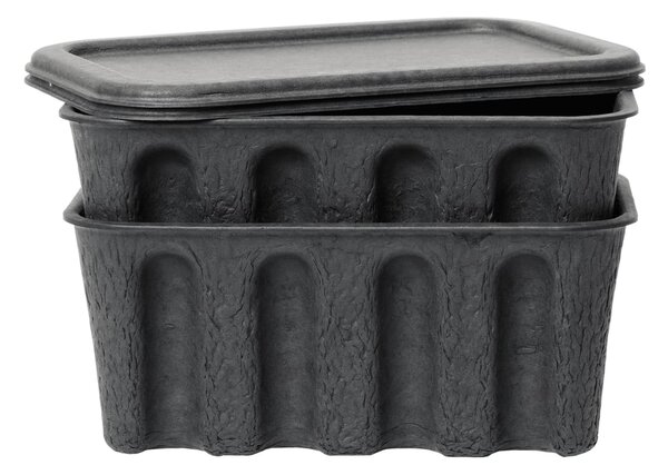 Úložný box s víkem Paper Pulp Small Charcoal – set 2 ks