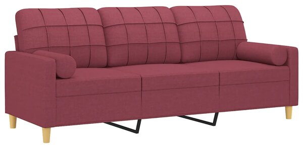 3místná pohovka s polštáři vínová 180 cm textil 3200796