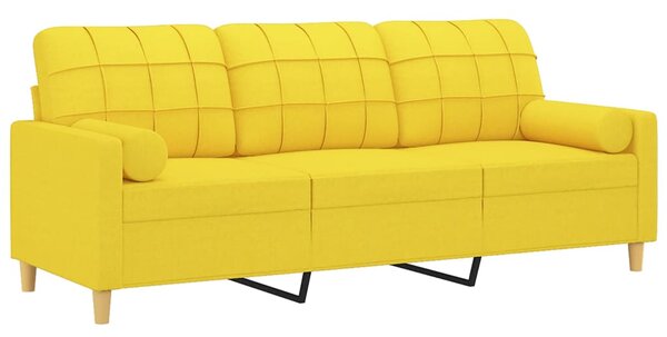 3místná pohovka s polštáři světle žlutá 180 cm textil 3200795