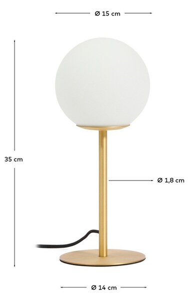 Bílá/ve zlaté barvě stolní lampa se skleněným stínidlem (výška 35 cm) Brisia – Kave Home