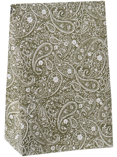 Papírový sáček Paisley Green 28,5 cm – set 5 ks