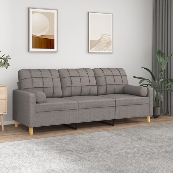 3místná pohovka s polštáři taupe 180 cm textil 3200797