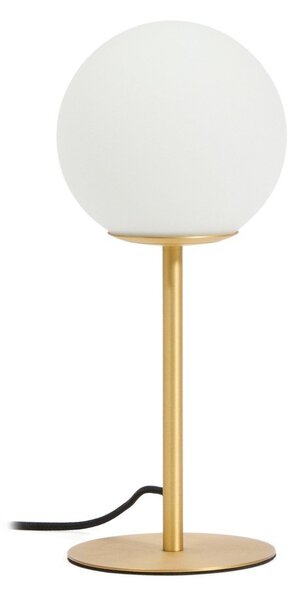 Bílá/ve zlaté barvě stolní lampa se skleněným stínidlem (výška 35 cm) Brisia – Kave Home