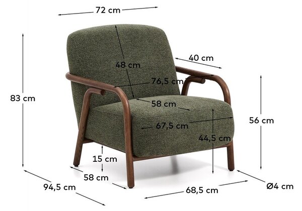 Tmavě zelené žinylkové křeslo Sylo – Kave Home