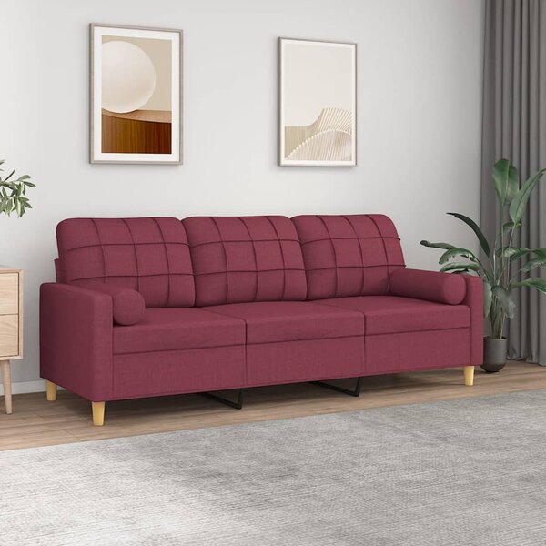 3místná pohovka s polštáři vínová 180 cm textil 3200796