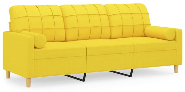 3místná pohovka s polštáři světle žlutá 180 cm textil 3200795
