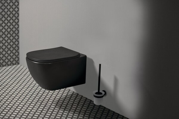 Ideal Standard Tesi - SET Závěsné WC s AQUABLADE® + sedátko ultra ploché Soft-Close, hedvábná černá T3546V3