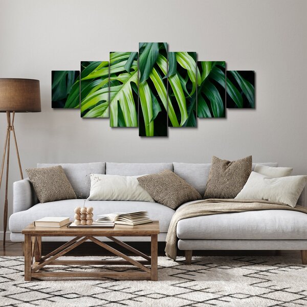 Obraz - Tropické listy (210x100 cm)