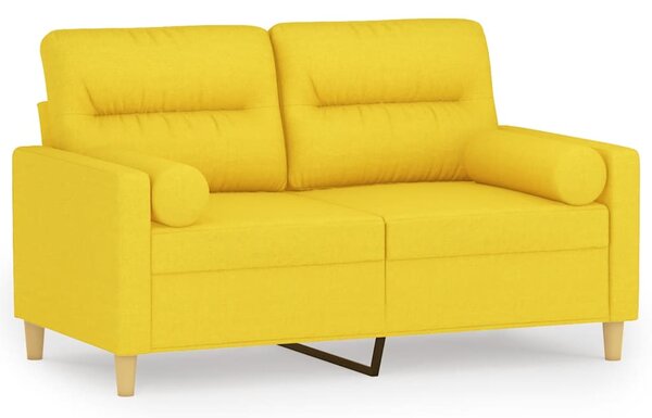 2místná pohovka s polštáři světle žlutá 120 cm textil 3200818