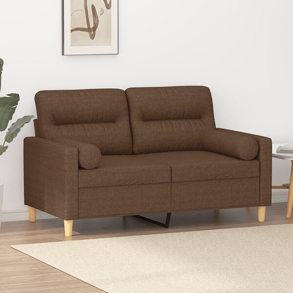 2místná pohovka s polštáři hnědá 120 cm textil 3200816