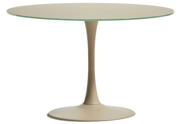 Kave Home Béžový skleněný jídelní stůl Vedira Ø120 cm