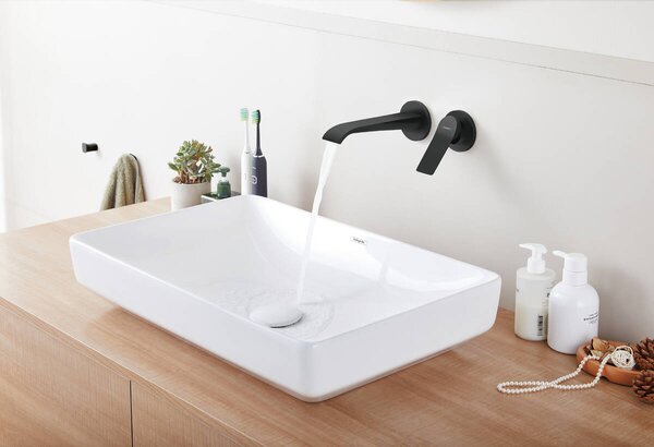 Hansgrohe Vivenis Páková umyvadlová baterie pod omítku, pro montáž na stěnu s výtokem 19,2 cm, matná černá 75050670