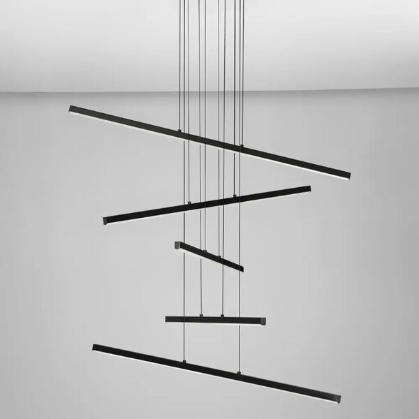 Nova Luce Černé kovové závěsné LED světlo Gratta 81 cm