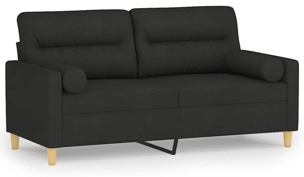 2místná pohovka s polštáři černá 140 cm textil 3200825