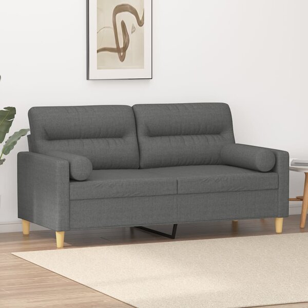 2místná pohovka s polštáři tmavě šedá 140 cm textil 3200822