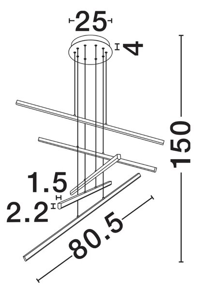 Nova Luce Černé kovové závěsné LED světlo Gratta 81 cm