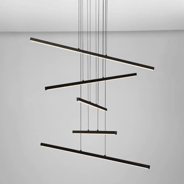 Nova Luce Černé kovové závěsné LED světlo Gratta 81 cm