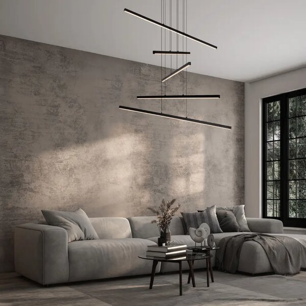 Nova Luce Černé kovové závěsné LED světlo Gratta 81 cm