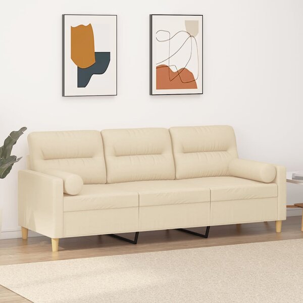 3místná pohovka s polštáři krémová 180 cm textil 3200831