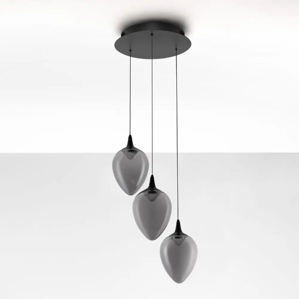 Nova Luce Kouřově šedé skleněné závěsné LED světlo Nali 35 cm