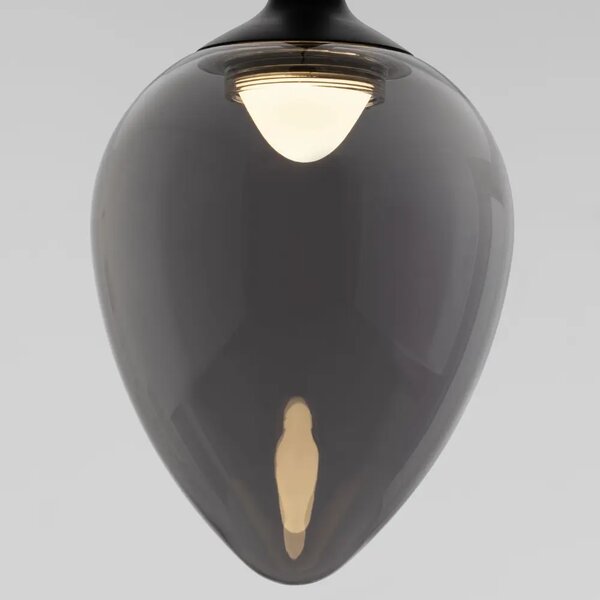 Nova Luce Kouřově šedé skleněné závěsné LED světlo Nali 14 cm