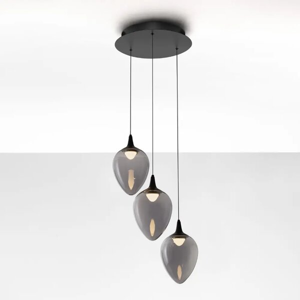 Nova Luce Kouřově šedé skleněné závěsné LED světlo Nali 35 cm