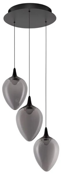 Nova Luce Kouřově šedé skleněné závěsné LED světlo Nali 35 cm
