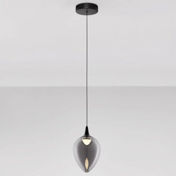 Nova Luce Kouřově šedé skleněné závěsné LED světlo Nali 14 cm