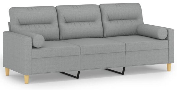 3místná pohovka s polštáři světle šedá 180 cm textil 3200829