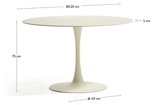 Kave Home Krémový skleněný jídelní stůl Vedira Ø120 cm