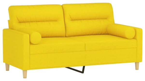 2místná pohovka s polštáři světle žlutá 140 cm textil 3200826