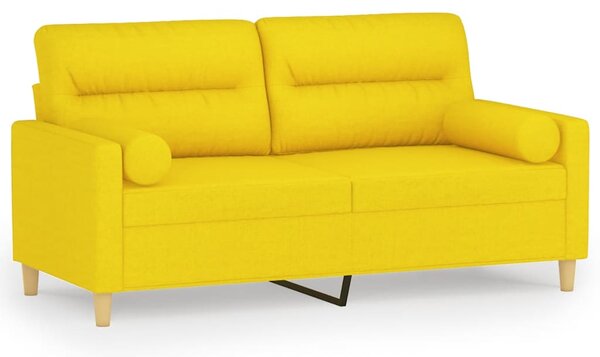 2místná pohovka s polštáři světle žlutá 140 cm textil 3200826