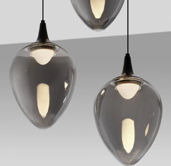 Nova Luce Kouřově šedé skleněné závěsné LED světlo Nali 35 cm