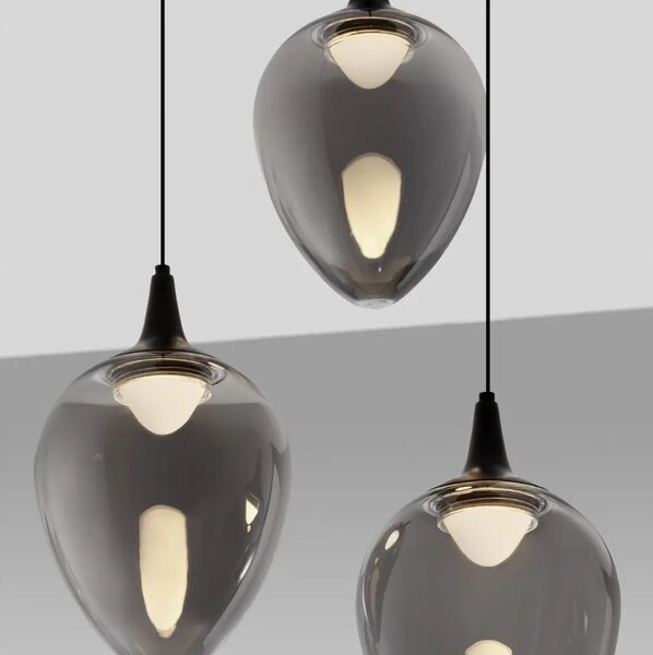 Nova Luce Kouřově šedé skleněné závěsné LED světlo Nali 35 cm