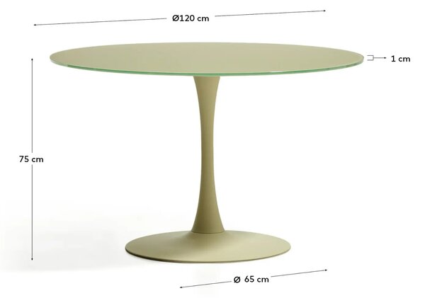 Kave Home Zelený skleněný jídelní stůl Vedira Ø120 cm
