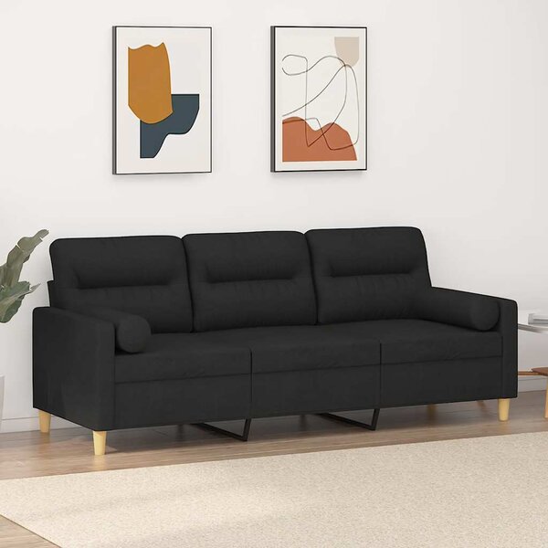 3místná pohovka s polštáři černá 180 cm textil 3200833