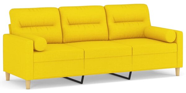 3místná pohovka s polštáři světle žlutá 180 cm textil 3200834