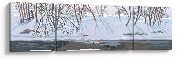 Obraz - Liška v zimní krajině (170x50 cm)